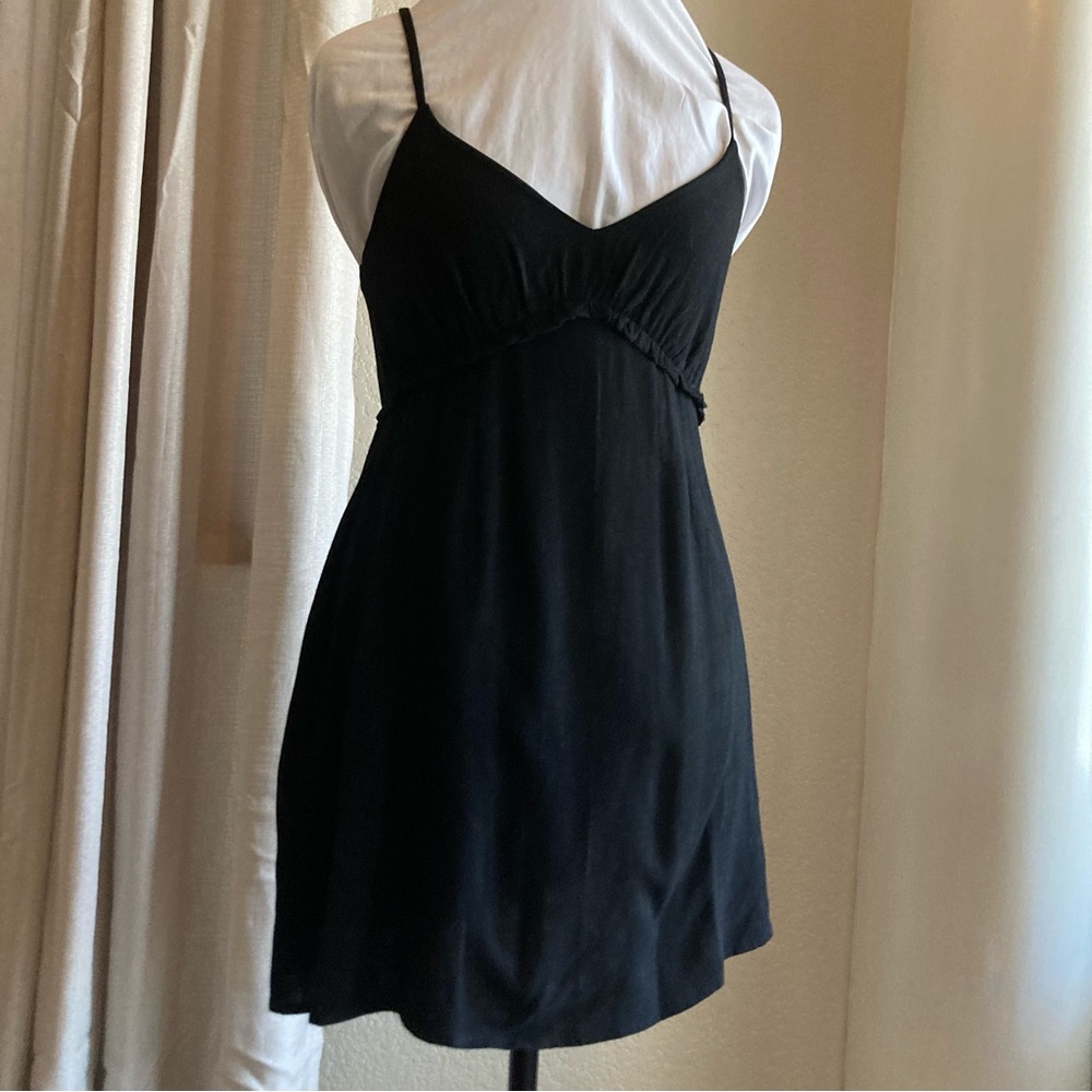 BLACK Spaghetti Strap V-Neck Summer DRESS  size XS